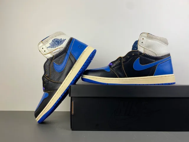 Air Jordan 1 Union LA Black Royal Blue Basketball Shoes 14
