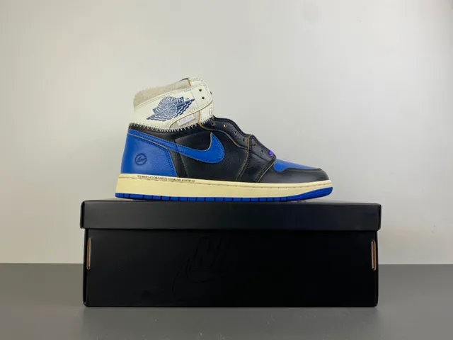 Air Jordan 1 Union LA Black Royal Blue Basketball Shoes 15