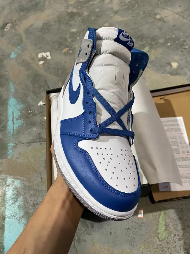 Air Jordan 1 White Royal Blue Gray Basketball Shoes 2