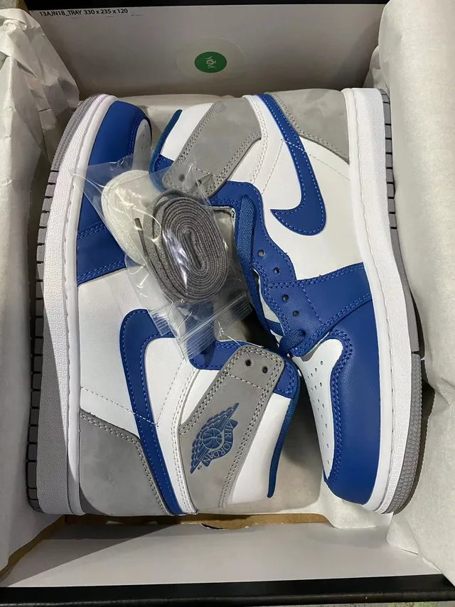 Air Jordan 1 White Royal Blue Gray Basketball Shoes 7