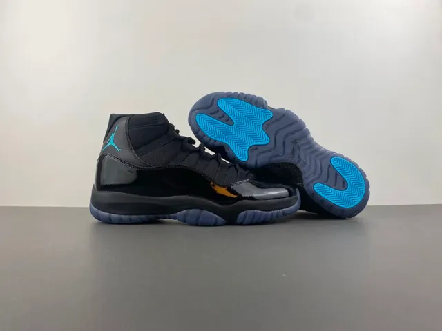 Air Jordan 11 Black Turquoise Jumpman Basketball Shoes 14