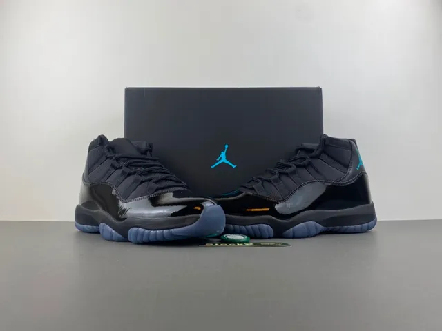 Air Jordan 11 Black Turquoise Jumpman Basketball Shoes 15
