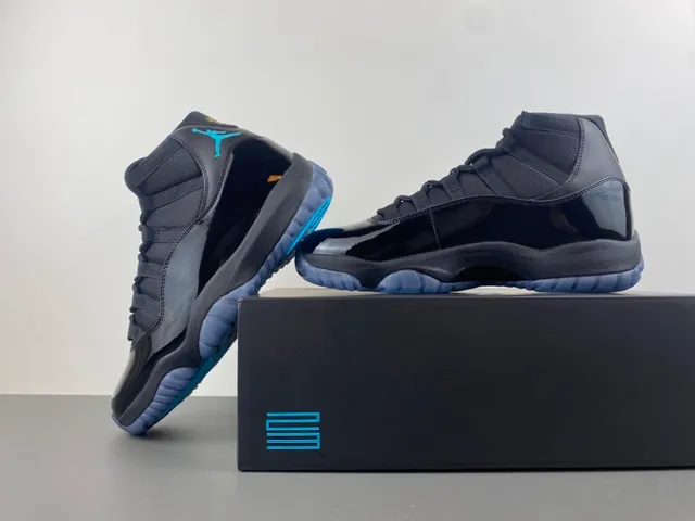 Air Jordan 11 Black Turquoise Jumpman Basketball Shoes 16