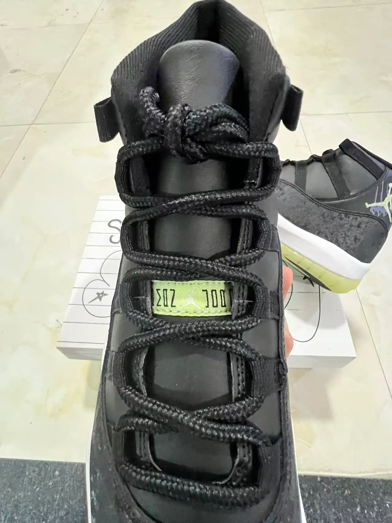 Air Jordan 11 Black White Pale Yellow Translucent Basketball Shoes 4