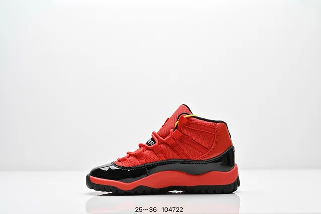 Air Jordan 11 Red Black Patent Leather Basketball Shoes 3