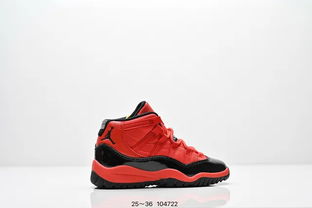 Air Jordan 11 Red Black Patent Leather Basketball Shoes 4