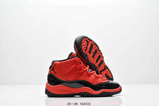 Air Jordan 11 Red Black Patent Leather Basketball Shoes 7