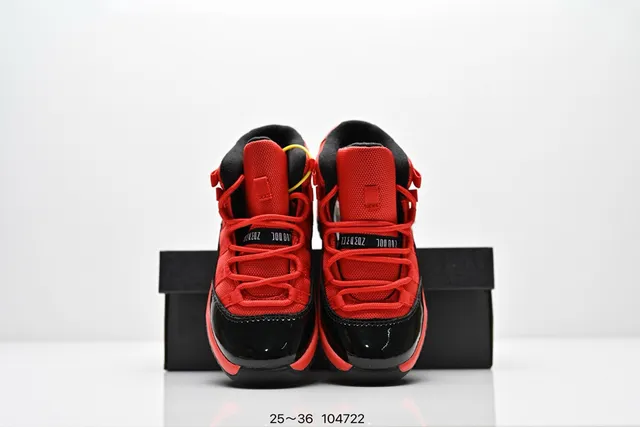 Air Jordan 11 Red Black Patent Leather Basketball Shoes 8