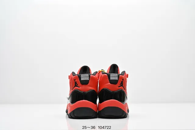 Air Jordan 11 Red Black Patent Leather Basketball Shoes 10