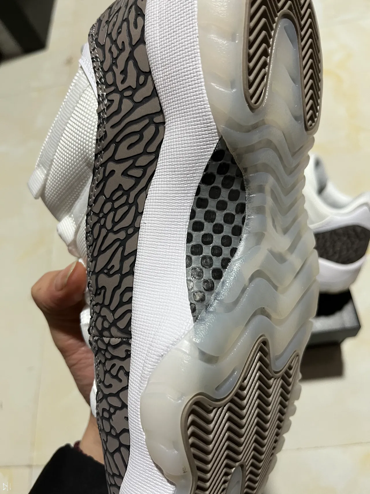 Air Jordan 11 White Gray Low-Top Elephant Print Lifestyle Sneakers 5