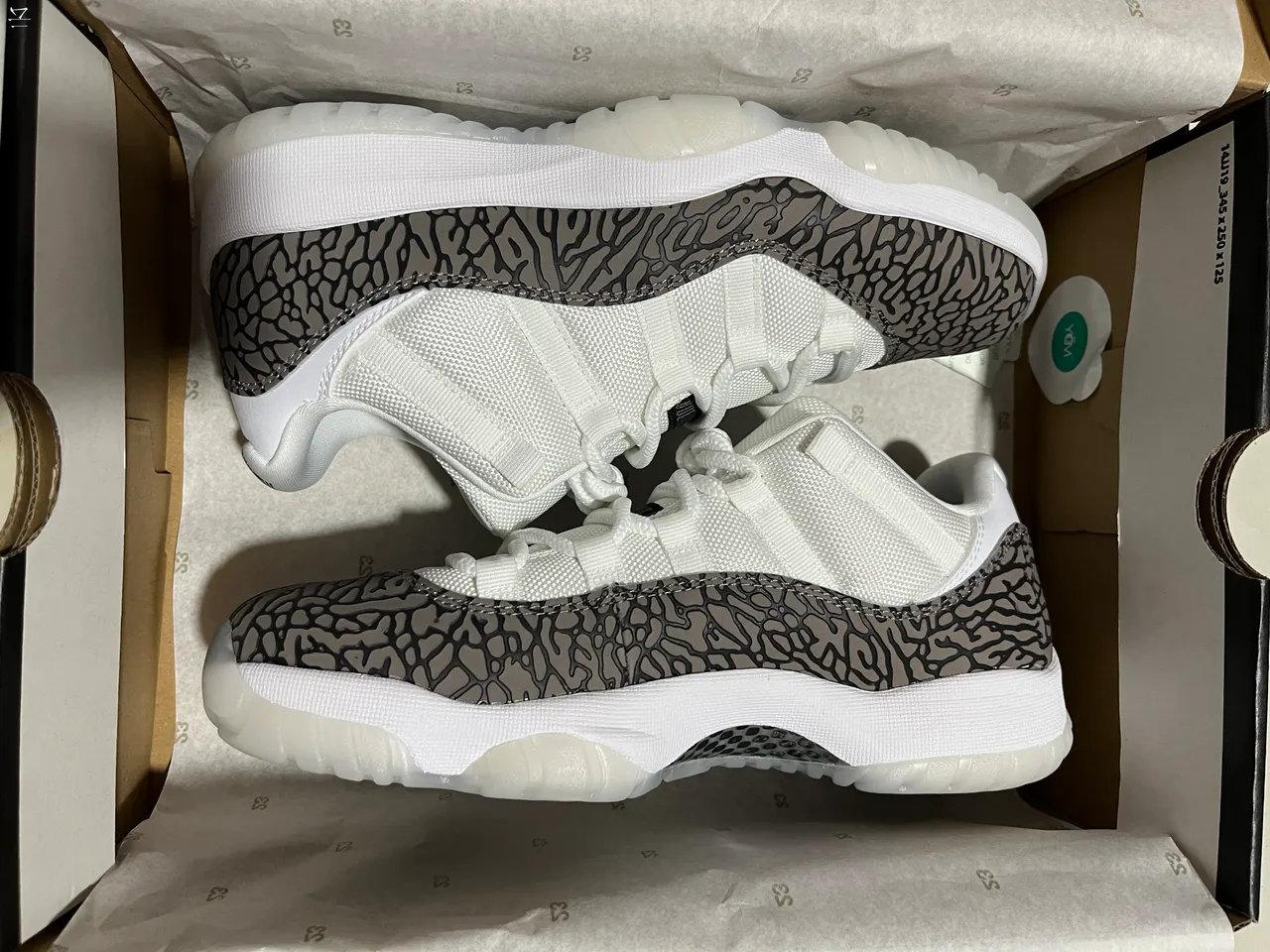 Air Jordan 11 White Gray Low-Top Elephant Print Lifestyle Sneakers 8