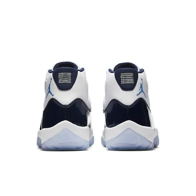 Air Jordan 11 Tênis de Basquete Branco Navy Couro Patentado 2