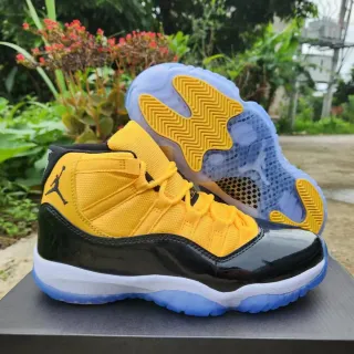 Air Jordan 11 Yellow and Black Patent Leather Basketball Shoes