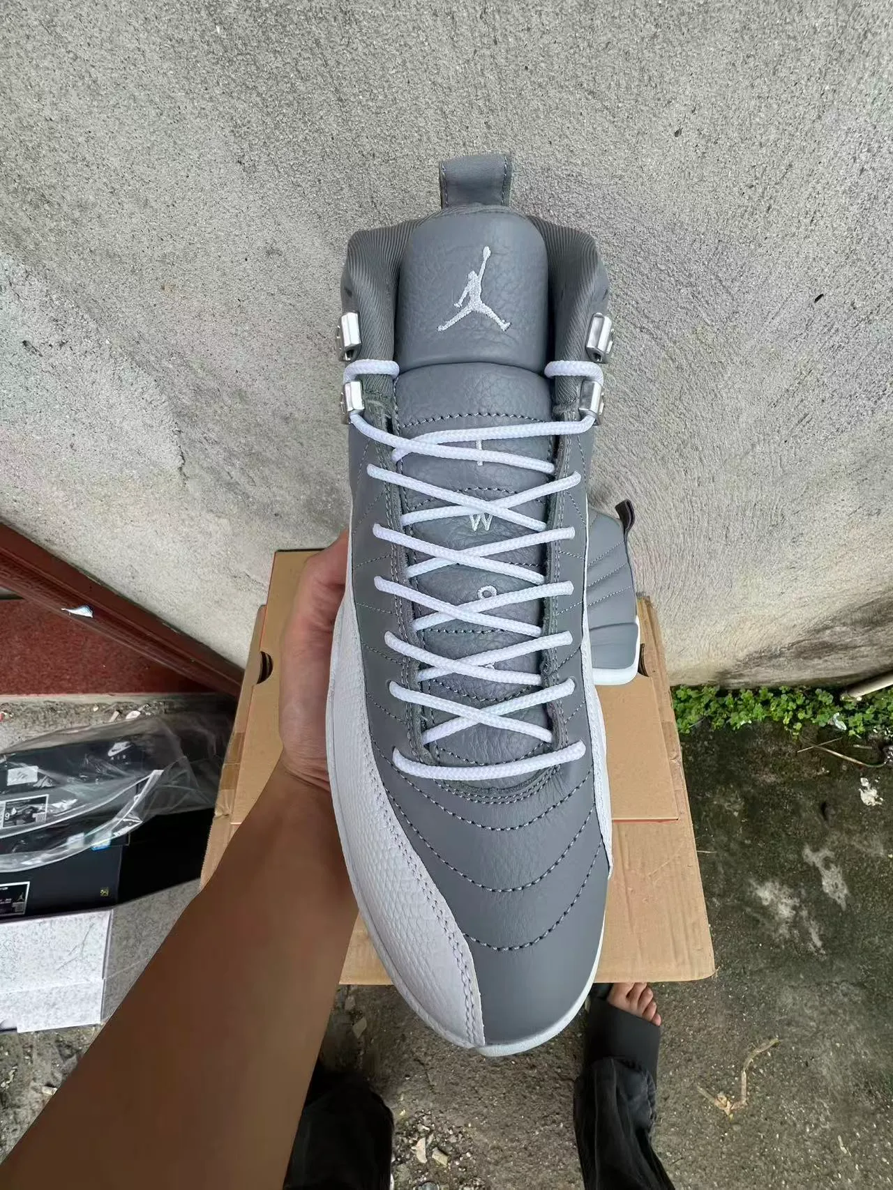 Air Jordan 12 Gray and White Basketball Shoes 7
