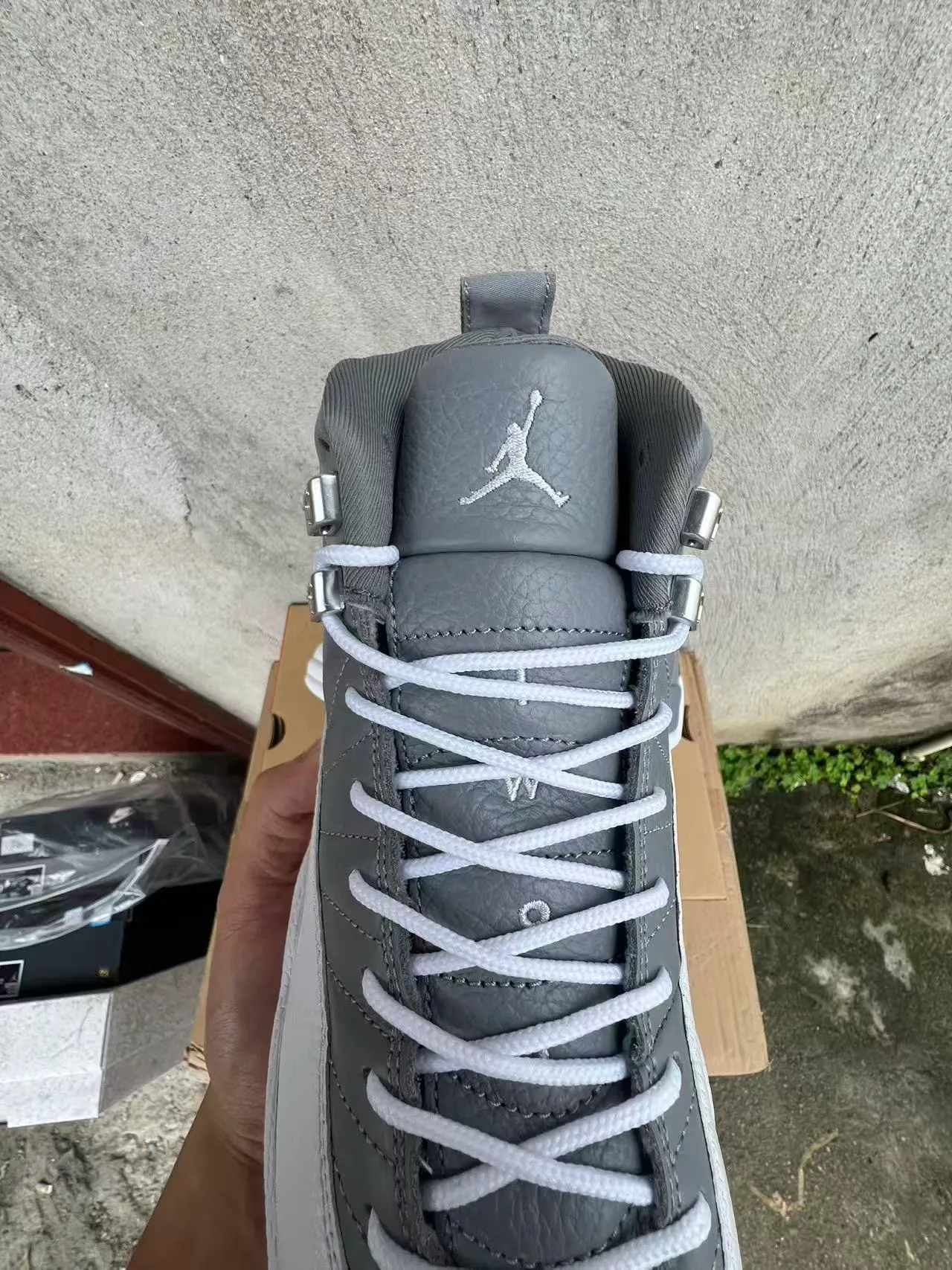 Air Jordan 12 Gray and White Basketball Shoes 8