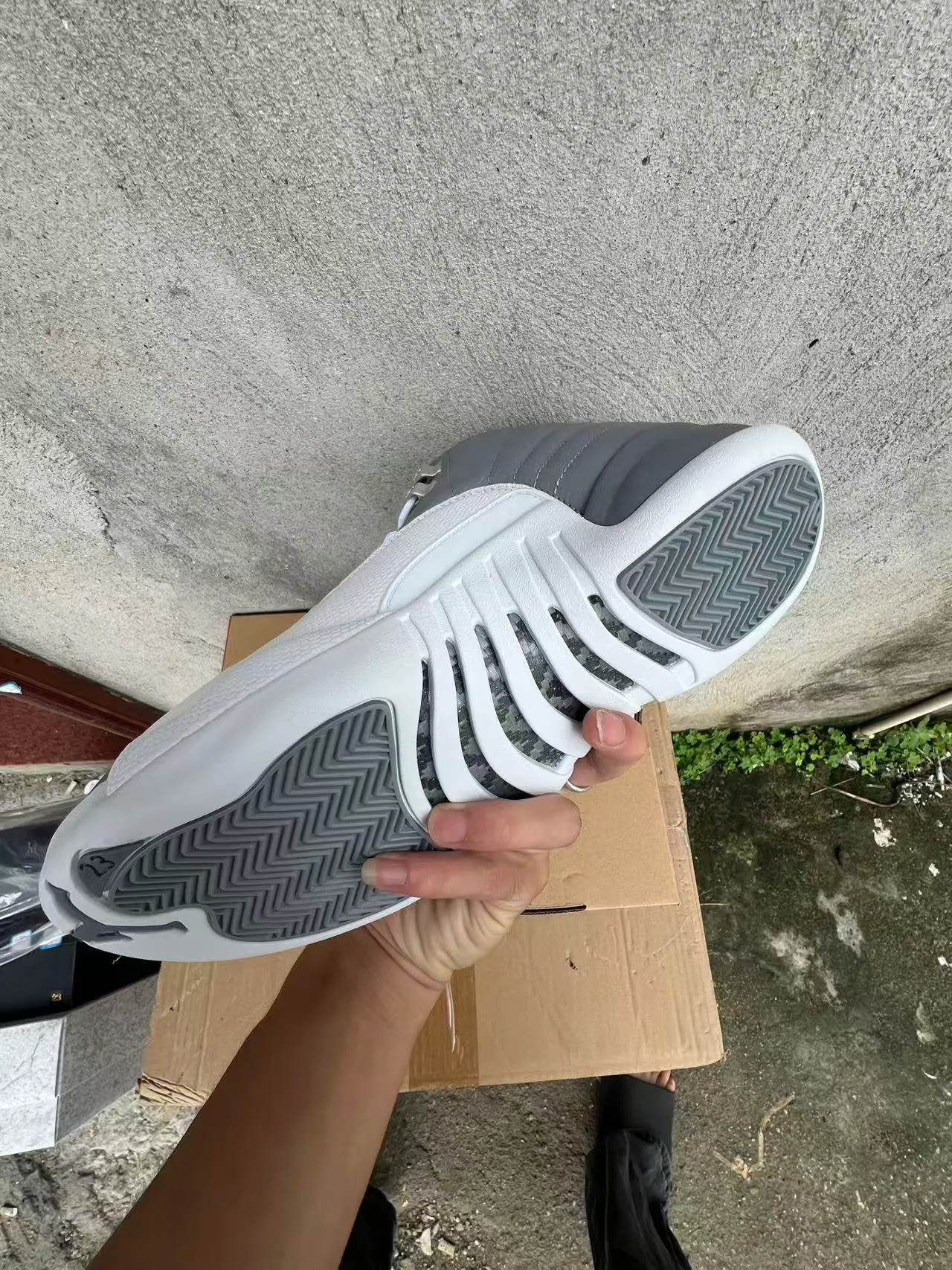 Air Jordan 12 Gray and White Basketball Shoes 10