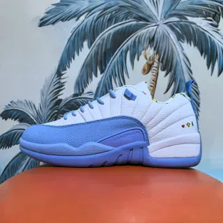 Air Jordan 12 White and Light Blue Basketball Shoes