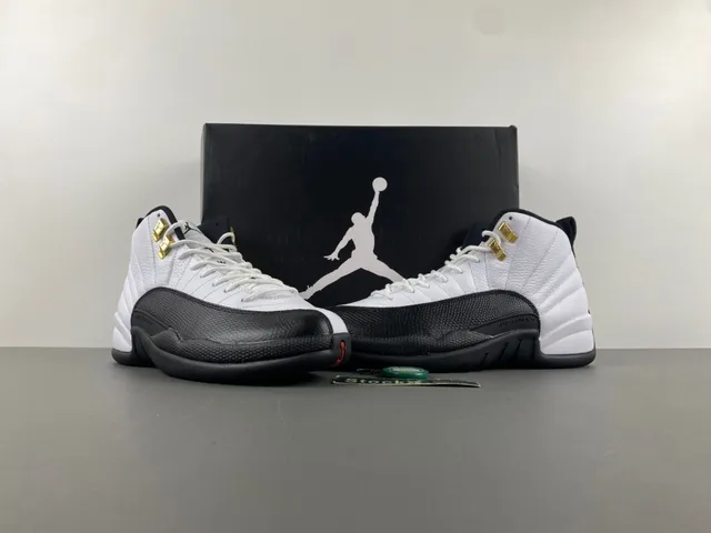 Air Jordan 12 White Black Gold Basketball Shoes 14