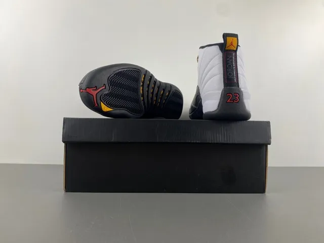 Air Jordan 12 White Black Gold Basketball Shoes 16