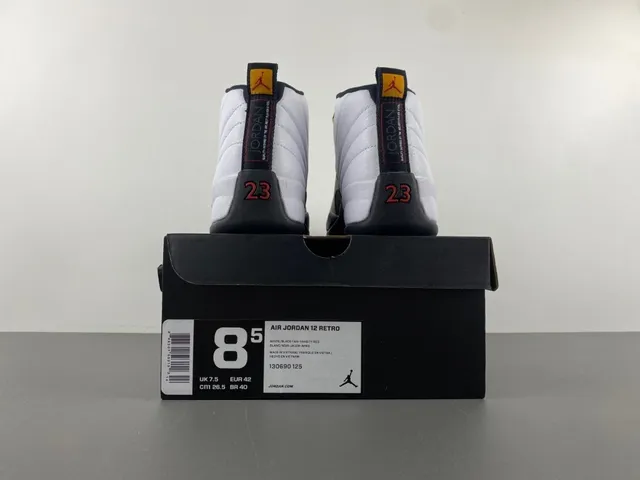 Air Jordan 12 White Black Gold Basketball Shoes 17