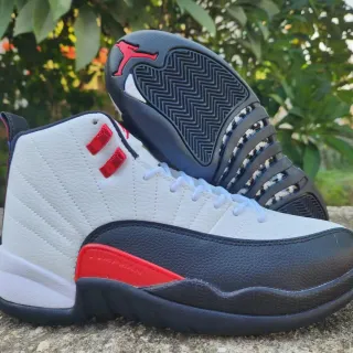 Air Jordan 12 White Black Red Basketball Shoes