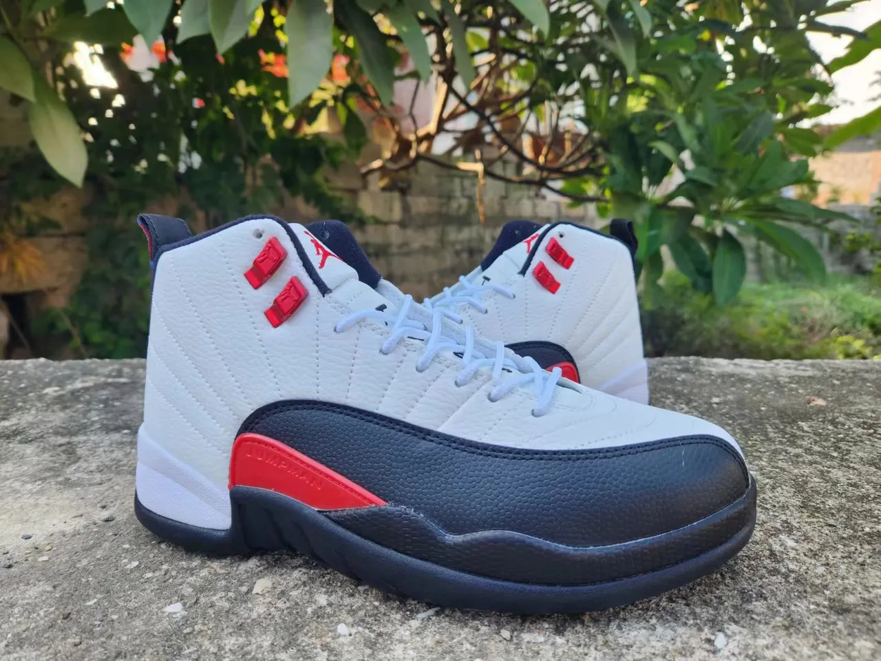 Air Jordan 12 White Black Red Basketball Shoes 3