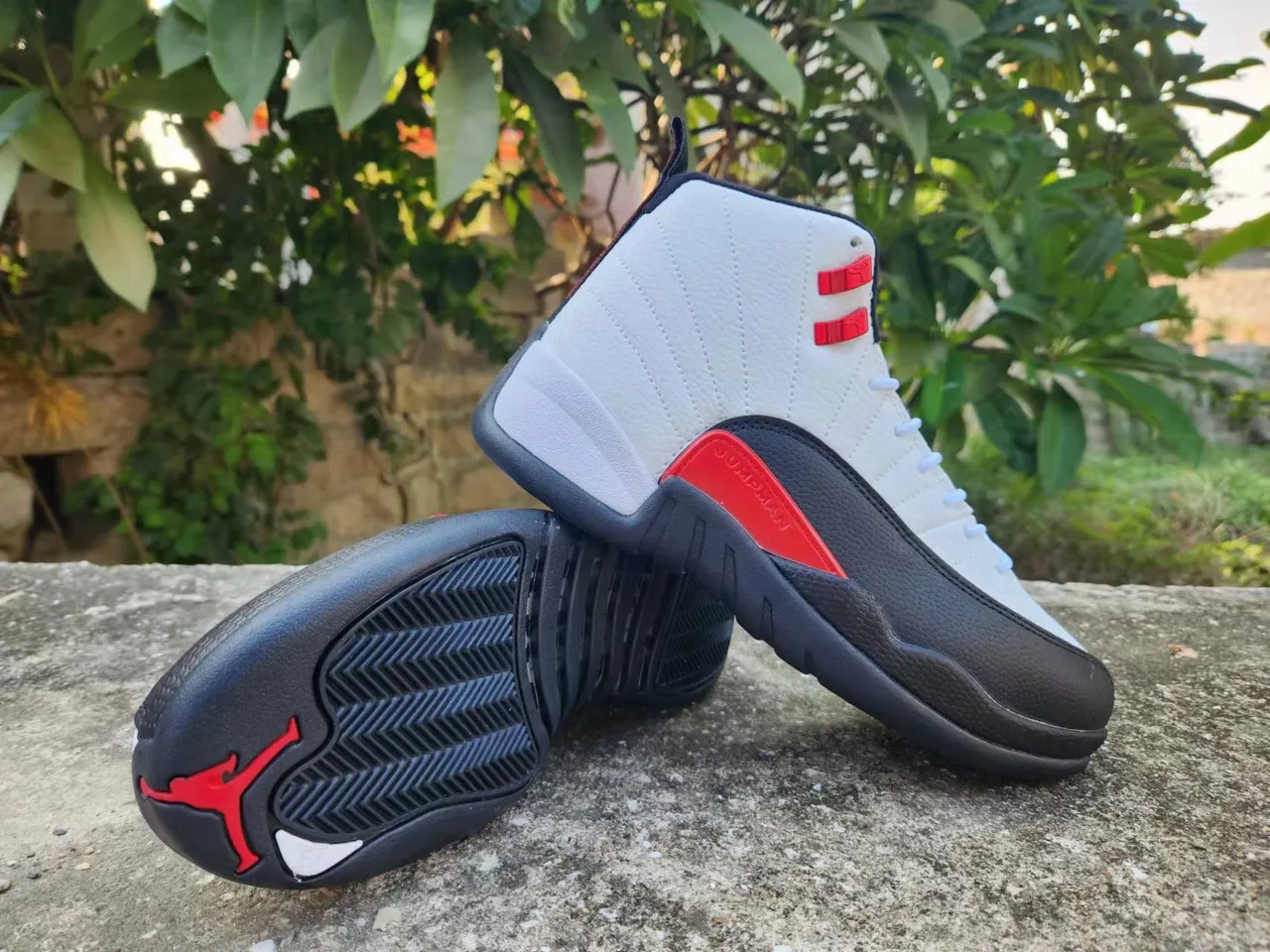 Air Jordan 12 White Black Red Basketball Shoes 4