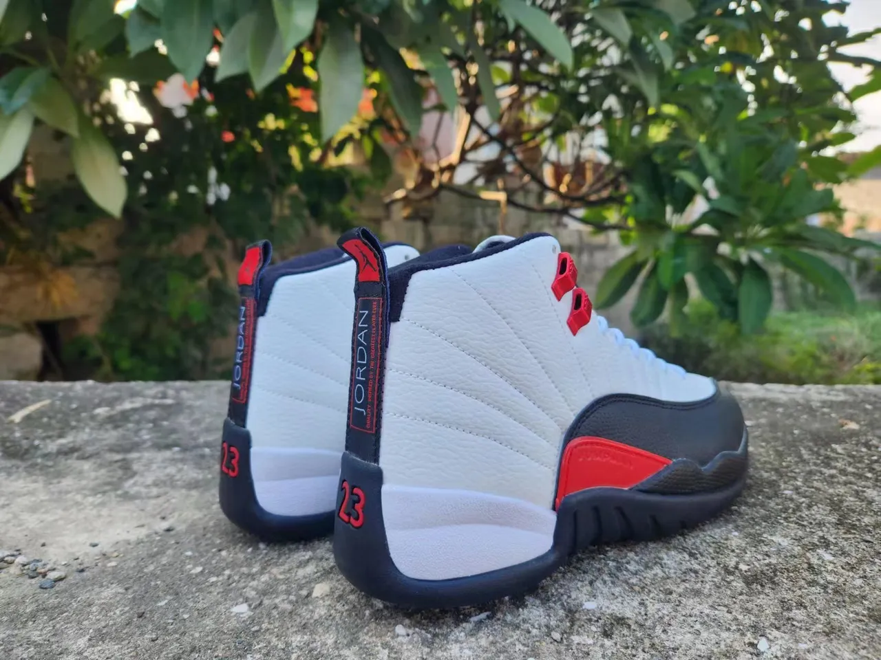 Air Jordan 12 White Black Red Basketball Shoes 5