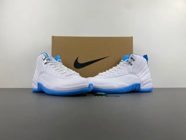 Air Jordan 12 White Blue Basketball Shoes 14