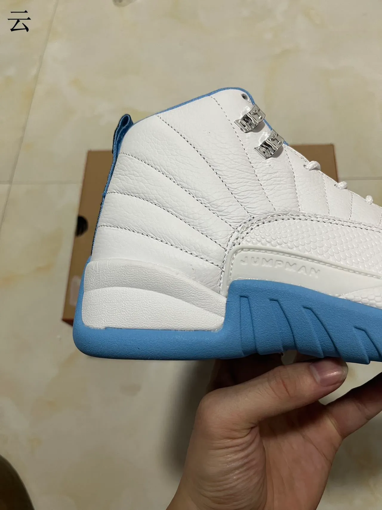 Air Jordan 12 White Light Blue Basketball Shoes 6
