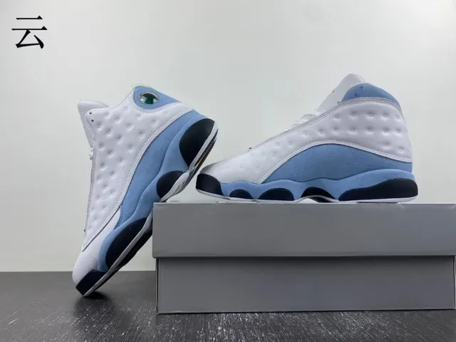 Air Jordan 13 Blanc Bleu Clair Noir Jaune Vert Joyau Chaussures de Basketball 5