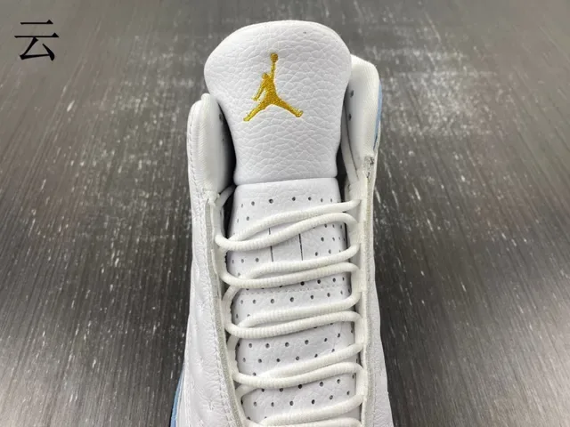 Air Jordan 13 Blanc Bleu Clair Noir Jaune Vert Joyau Chaussures de Basketball 8