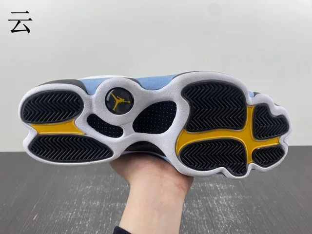 Air Jordan 13 Blanc Bleu Clair Noir Jaune Vert Joyau Chaussures de Basketball 10