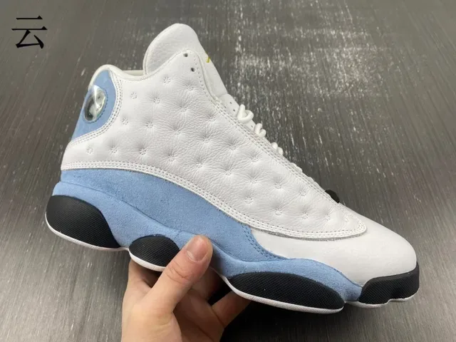 Air Jordan 13 Blanc Bleu Clair Noir Jaune Vert Joyau Chaussures de Basketball 14