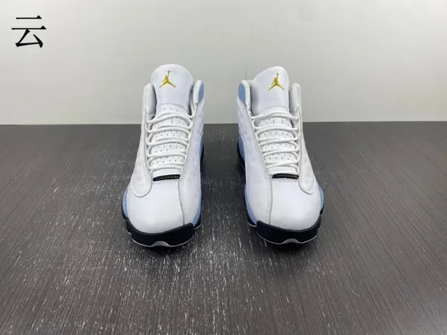 Air Jordan 13 Blanc Bleu Clair Noir Jaune Vert Joyau Chaussures de Basketball 18