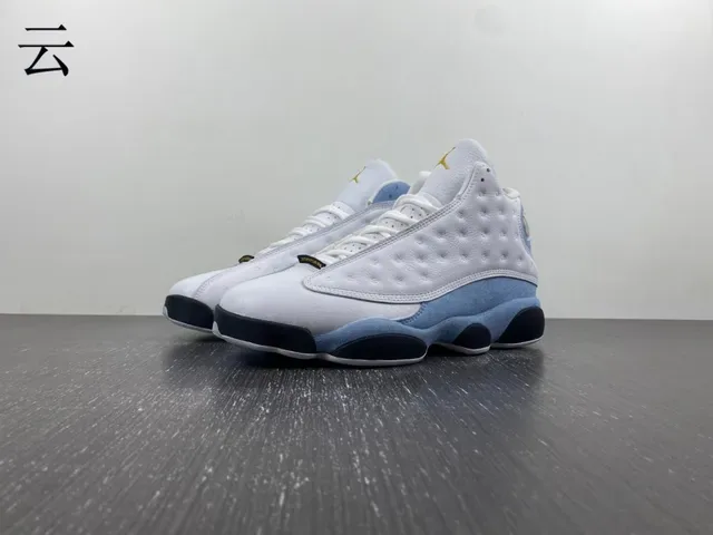 Air Jordan 13 Blanc Bleu Clair Noir Jaune Vert Joyau Chaussures de Basketball 19