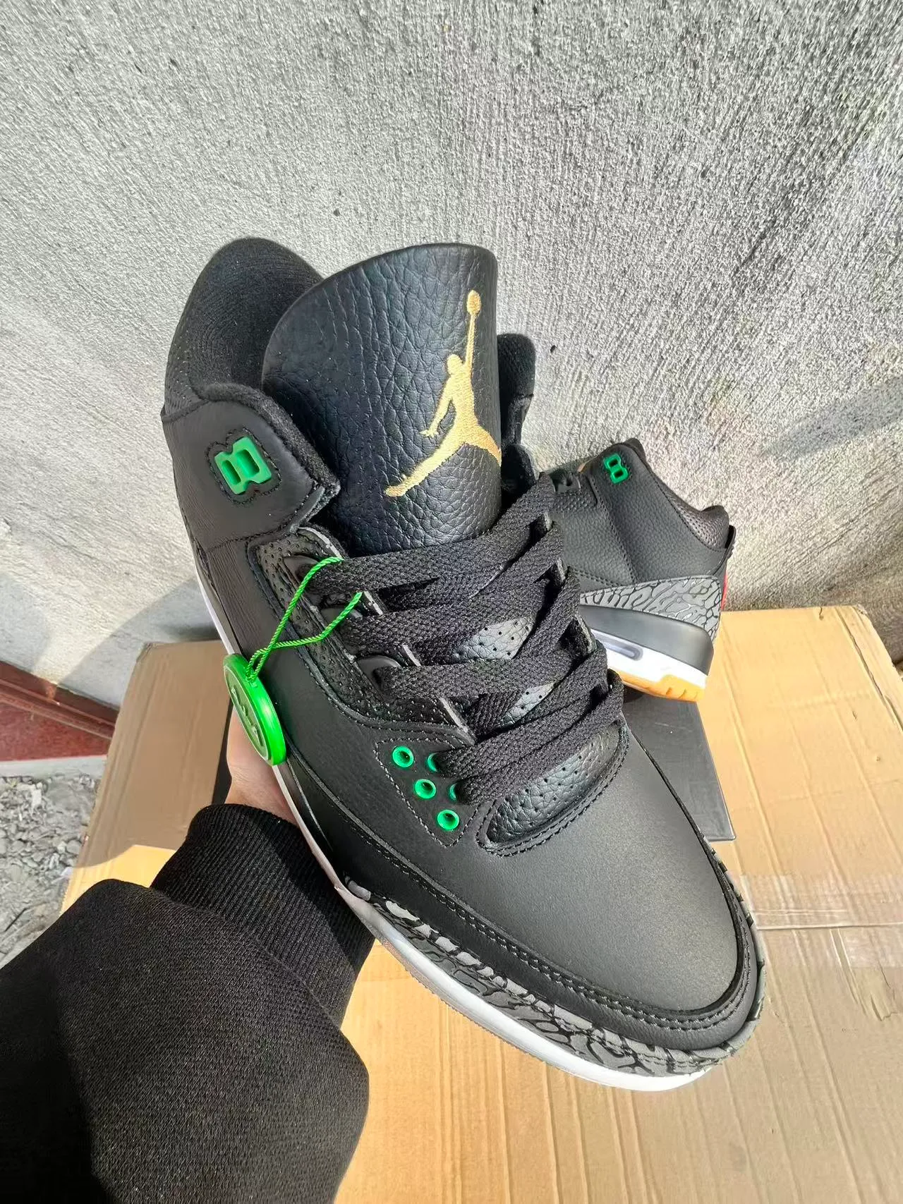 Chaussures de basketball Air Jordan 3 noir éléphant vert 2