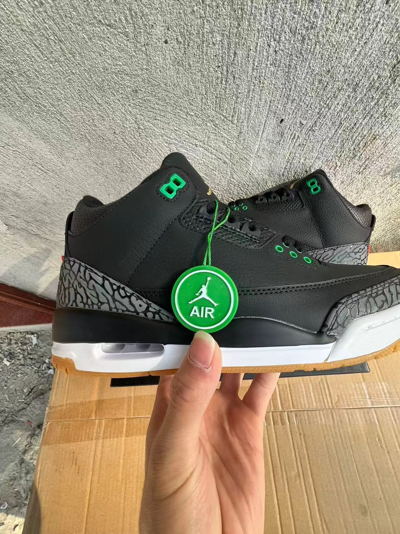 Chaussures de basketball Air Jordan 3 noir éléphant vert 7