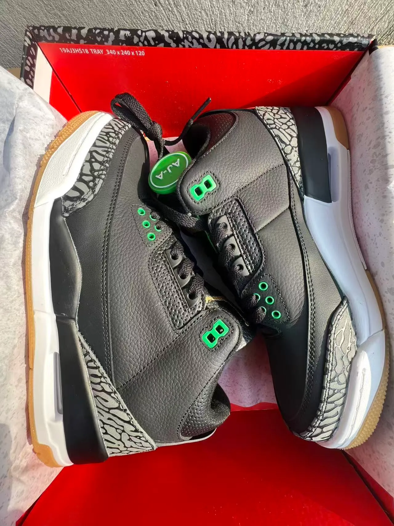 Chaussures de basketball Air Jordan 3 noir éléphant vert 9