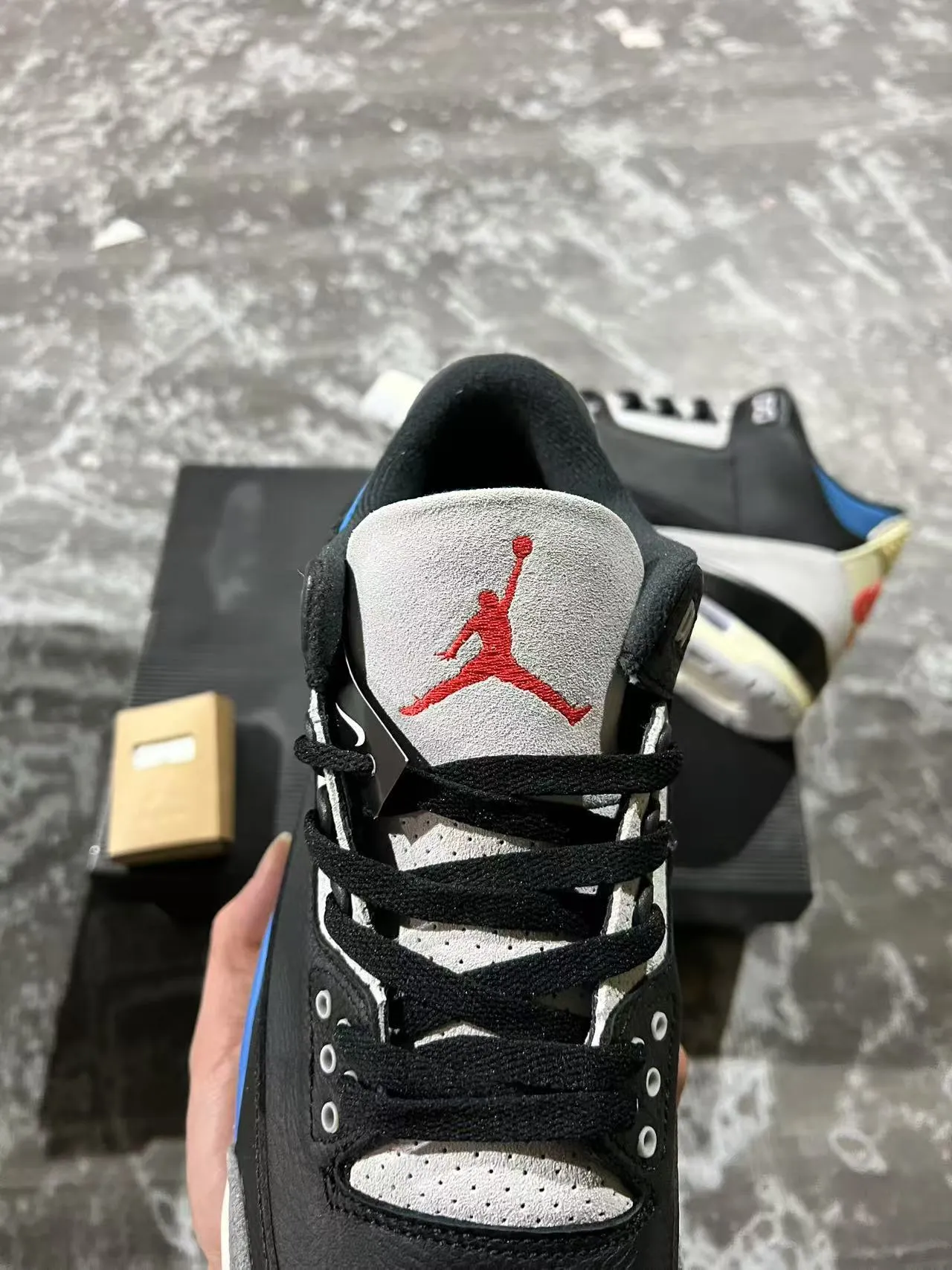 Air Jordan 3 Black Gray Blue Cream Basketball Shoes 4