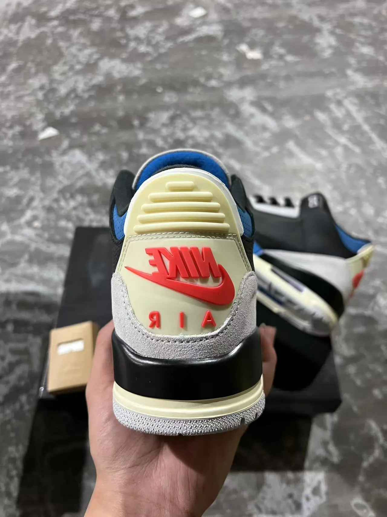 Air Jordan 3 Black Gray Blue Cream Basketball Shoes 8