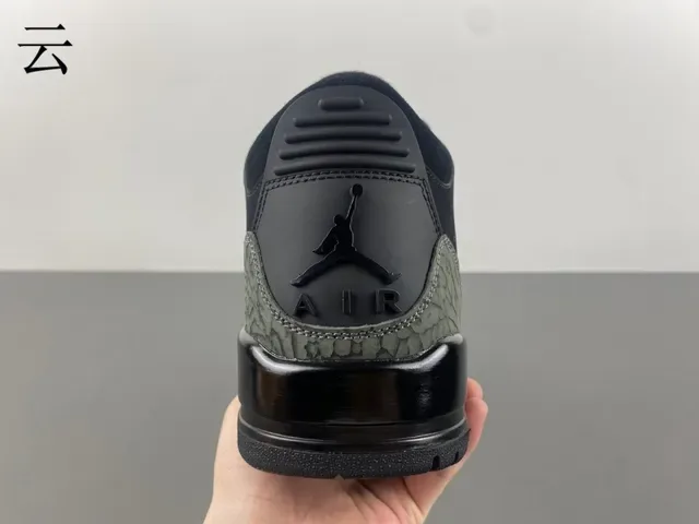 Air Jordan 3 Chaussures de Basketball Noir Olive Imprimé Éléphant 5