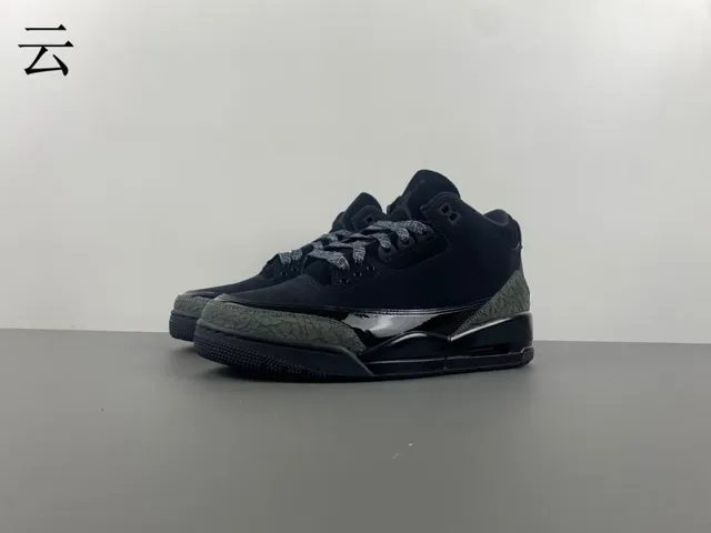 Air Jordan 3 Chaussures de Basketball Noir Olive Imprimé Éléphant 10