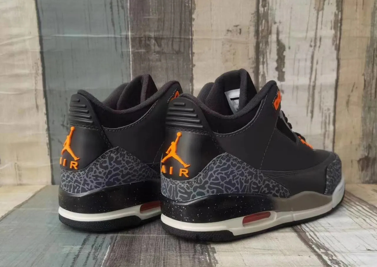 Air Jordan 3 Elephant Print Orange Accent Basketball Shoes 6