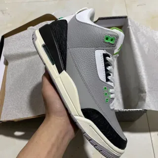 Air Jordan 3 Gray Black Green Elephant Print Basketball Shoes