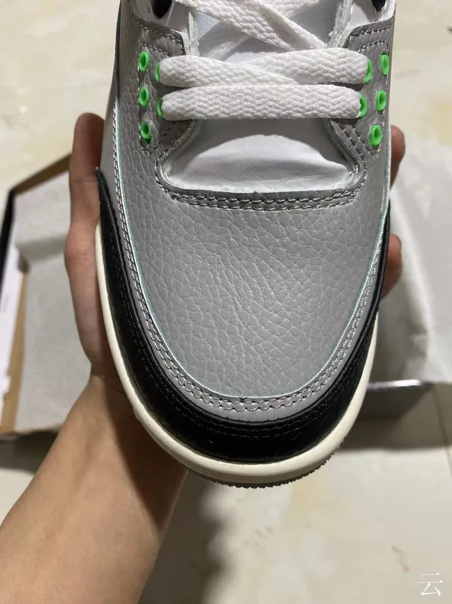 Zapatillas de baloncesto Air Jordan 3 en gris, negro y verde con estampado de elefante 3