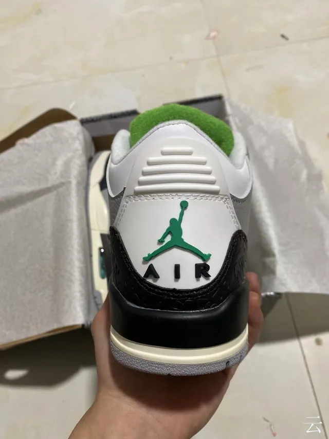 Zapatillas de baloncesto Air Jordan 3 en gris, negro y verde con estampado de elefante 6