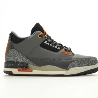 Air Jordan 3 Gray Black Orange Elephant Print Basketball Shoes