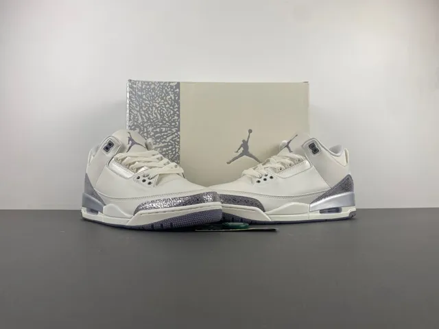 Air Jordan 3 Off-White Silver Elephant Basketball Shoes 13