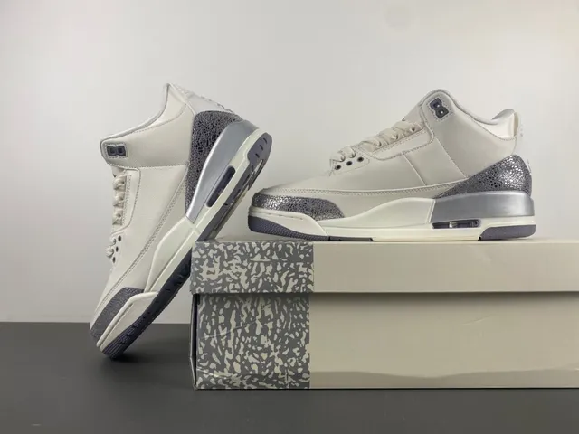Air Jordan 3 Off-White Silver Elephant Basketball Shoes 14